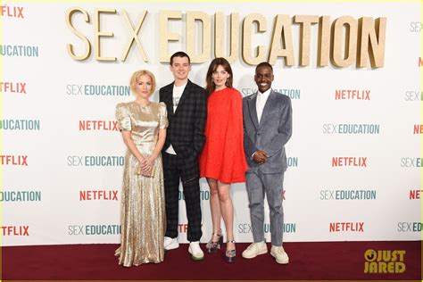 Asa Butterfield Gillian Anderson Sex Education Cast Celebrate