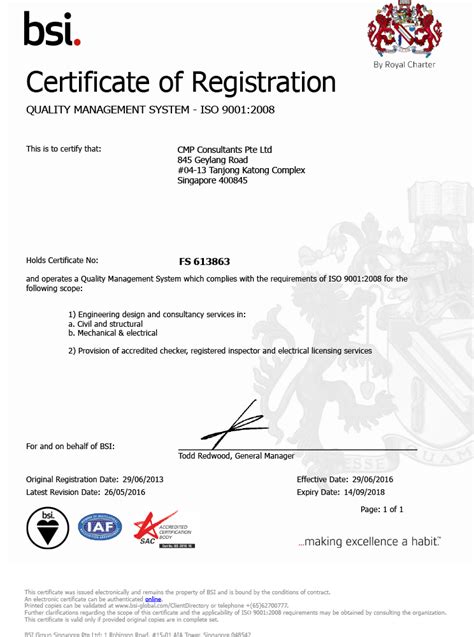 Iso 9001 2008 Certification Cmp Consultants Pte Ltd