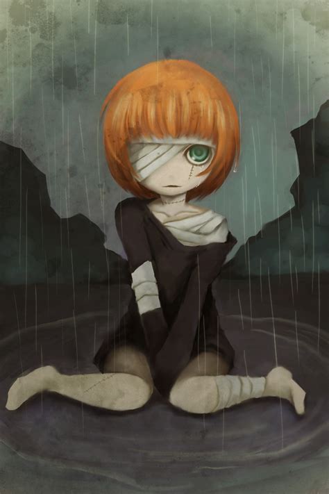 Safebooru 1girl Bandage Bandage Over One Eye Bandaged Head Barefoot Collarbone Feet Female