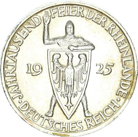 Weimarer Republik Reichsmark D Rheinlande Silber Vz J Ger