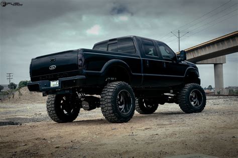 Blacked Out Ford F350 Super Duty Sitting On Huge Fuel Off Road Wheels — Gallery