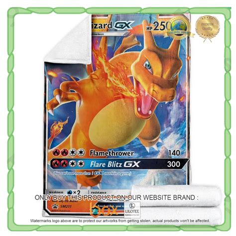 HOT Charizard GX Sun Moon Promos Anime Pokemon Blanket Shower Curtain Express Your Unique