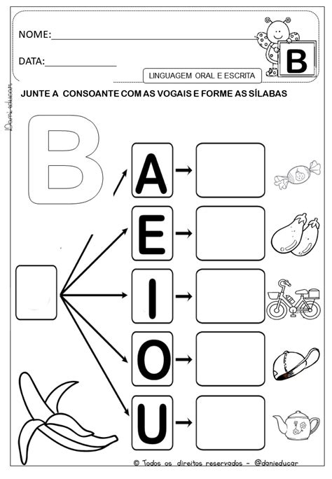 Atividades De Alfabetização Letra B Dani Educar