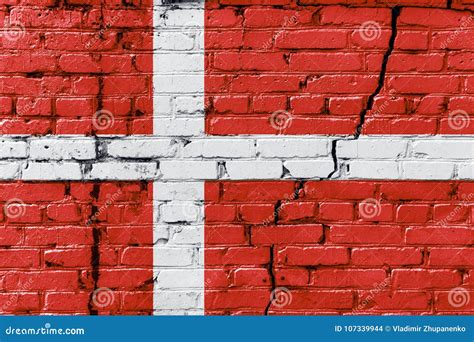 Danish Flag Painted On An Old Brick Wall Stock Photo Image Of