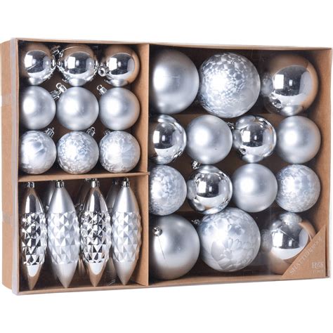 Bellatio Decorations Kerstballen 31 Stuks Zilver Kunststof