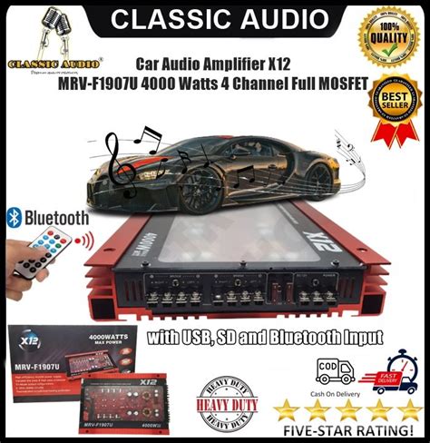 High Power Car Audio Amplifier X Mrv F U Watts Channel Full