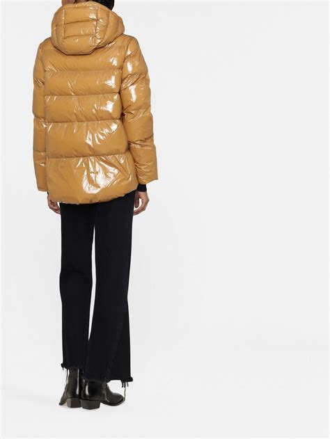 PINKO Logo Patch High Shine Puffer Jacket Farfetch