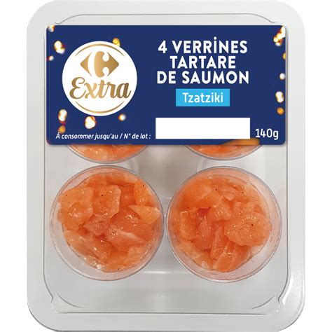 Verrines Tartare De Saumon CARREFOUR EXTRA La Barquette De 4 De 30g