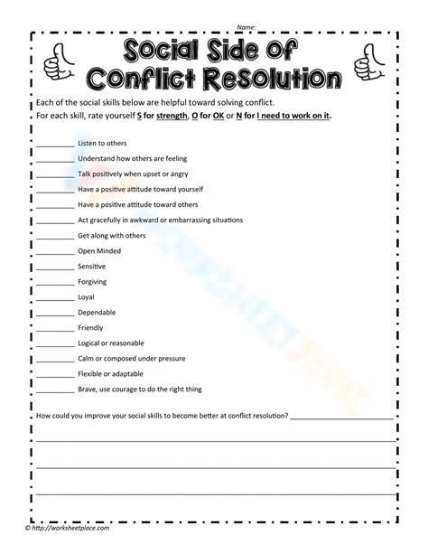 Conflict Resolution Worksheets