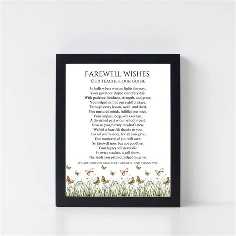 Farewell Wishes Teacher Printable Poem, Teacher Goodbye Poem, Teacher ...