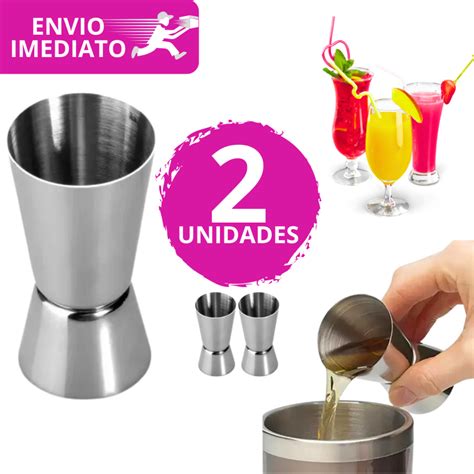 Kit Dosador Duplo De Bebidas Medidor Coquetel Inox Bartender Drink