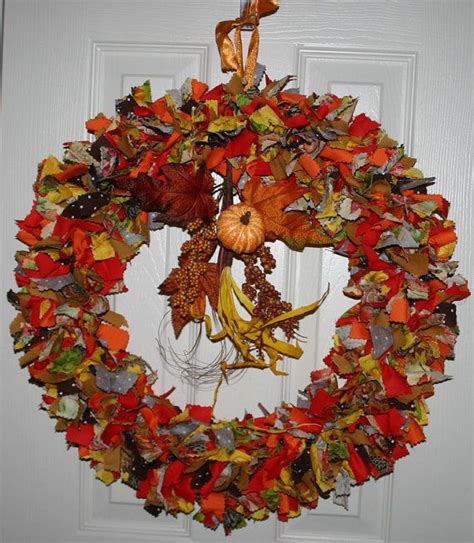 Autumn Harvest Rag Tie Fall Thanksgiving Wreath Pick Center Etsy