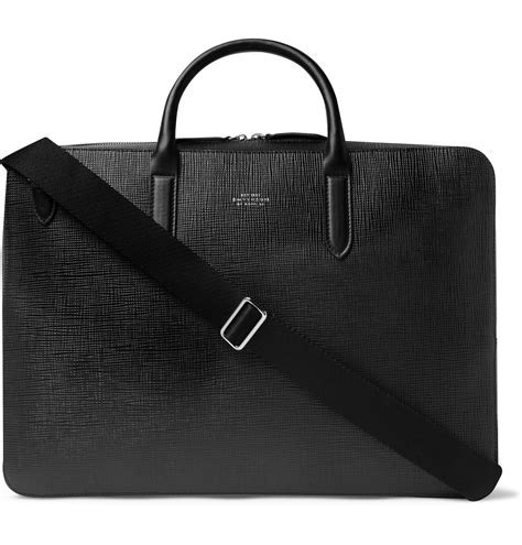 Smythson Panama Cross Grain Leather Briefcase Black Smythson