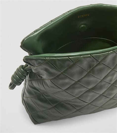 Womens Loewe Green Medium Leather Flamenco Clutch Bag Harrods