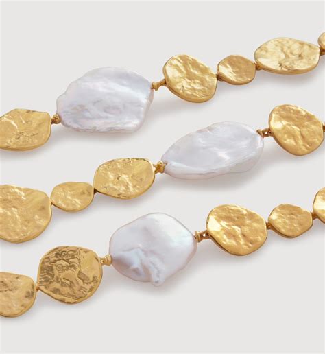 Capri Keshi Pearl Disc Bracelet In 18k Gold Vermeil On Sterling Silver