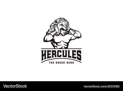 Hercules heracles lion headdress myth greek logo Vector Image