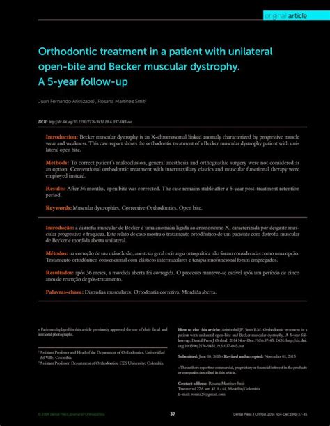 PDF Orthodontic Treatment In A Patient With Unilateral Open