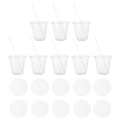 Set Of Transparent Water Cups Clear Ice Coffee Cups Straw Water Cups