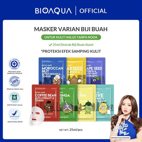 Jual BIOAQUA Sheet Mask Masker Wajah Biji Buah Face Mask 25ml Shopee