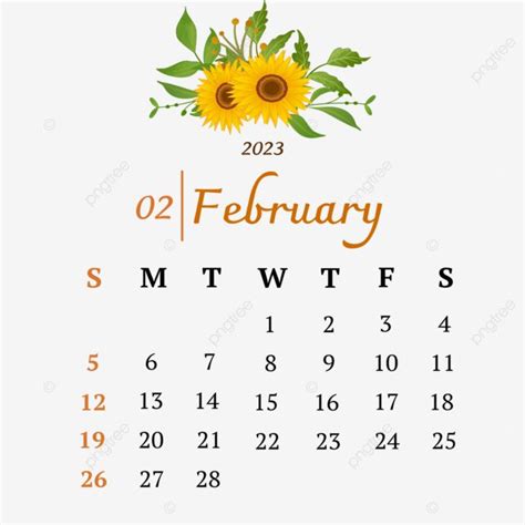 February 2023 Calendar PNG Transparent, Calendar February 2023 With ...