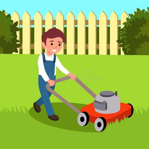 Man Cutting Grass Lawn Mower Stock Illustrations 386 Man Cutting Grass Lawn Mower Stock