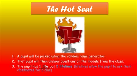 The Hot Seat Classroom Game Rules
