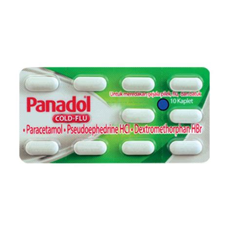 Panadol Parasetamol Cold Flu Hijau 1 Pak Isi 20 Blister 10 Kaplet