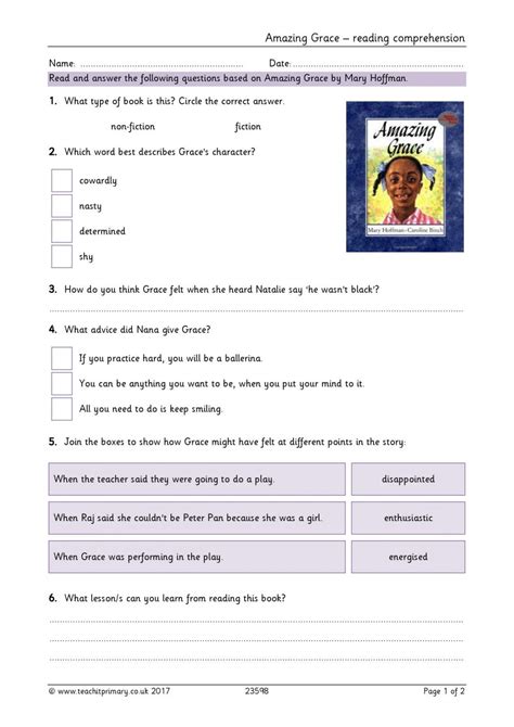 Amazing Grace Activity Worksheets