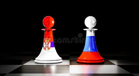 Serbia and Russia Relations, Chess Pawns with National Flags - 3D ...