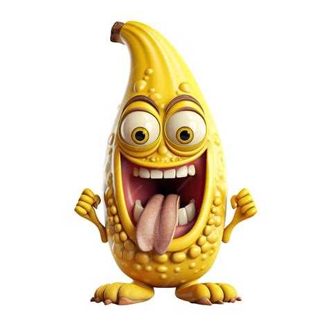 Premium PSD | An anthropomorphic banana with a wideopen mouth and large