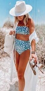 Amazon FERBIA Women Falbala Bikini Set Halter High Waisted Swimsuit 2 Piece Ruffle Tummy