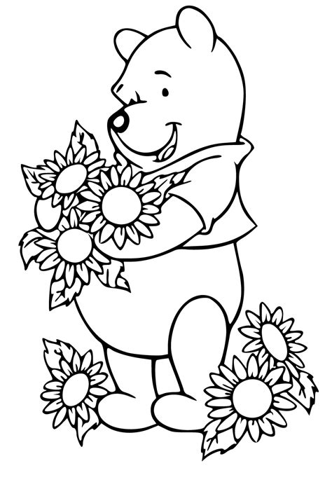 Dibujo E Imagen Winnie Pooh Flores Para Colorear Y Imprimir Gratis Para