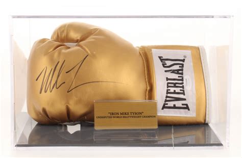 Mike Tyson Signed Everlast Gold Boxing Glove With Display Case Jsa Coa