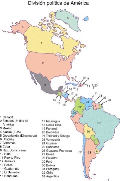 Mapa Del Continente Americano Con Division Politica Y Nombres Images And Photos Finder