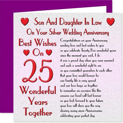 Son Daughter In Law Th Wedding Anniversary Card On Your Silver