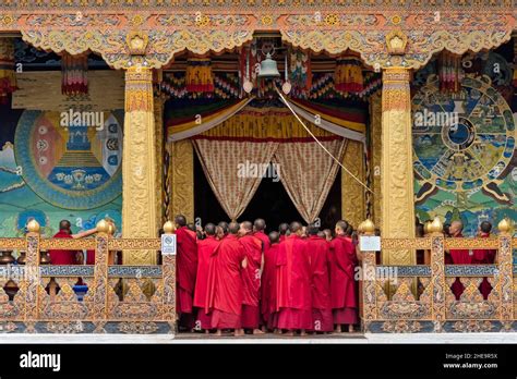 Monks In Punakha Dzong Punakha Bhutan Stock Photo Alamy