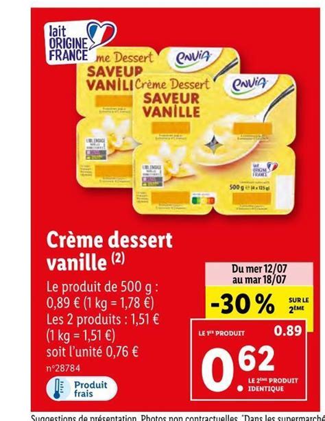 Promo Envia crème dessert vanille chez Lidl