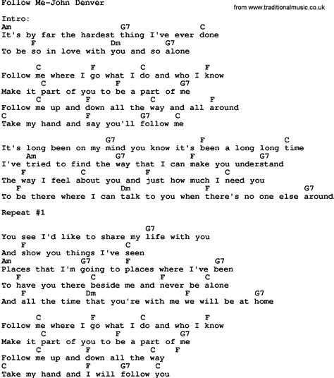 Country Music:Follow Me-John Denver Lyrics and Chords