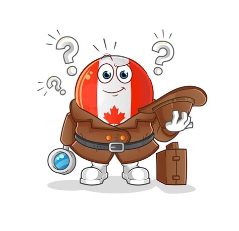 Premium Vector Canada Flag Detective Vector Cartoon Character