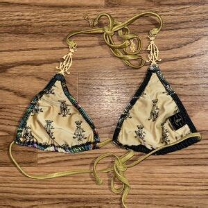 Christian Audigier Swim Y K Christian Audigier Size Large Mcbling Sexy Gold String Bikini