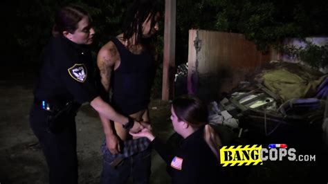 Car Stealing Thief Is Chased And Caught In A Parking Lot By Horny Milf Cops