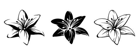 Lily Flowers Vector Black Silhouettes Stock Illustration Download