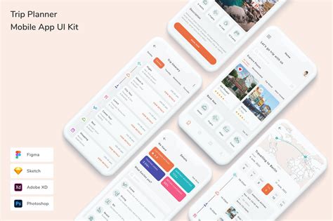 旅行计划App UI Kit FIG PSD SKETCH XD 云瑞设计