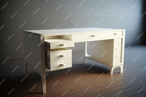 Premium AI Image | White wooden modern table with drawers