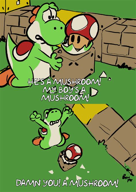 What I Imagine Yoshis Reaction Is To The Eggs That Hatch Into Mushrooms