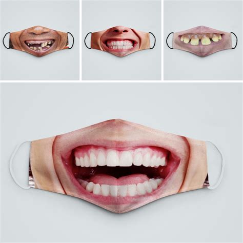 Khẩu trang mặt người cười in hình miệng hài hước vui nhộn CARTWELL chất liệu vải mềm lớp hot