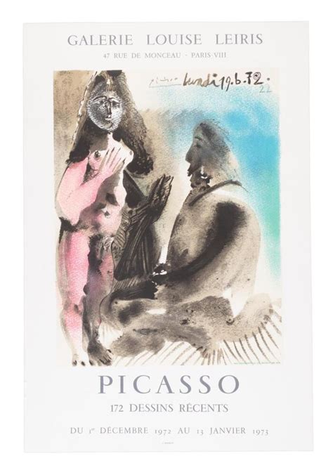 Picasso 172 Dessins Poster For 1973 Galerie Louise Leiris Exhibition