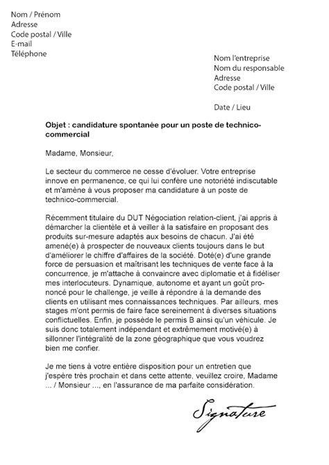 Lettre De Motivation Technico Commercial Mod Le De Lettre