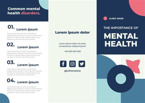 Free Geometric Mental Health Clinic Brochure template