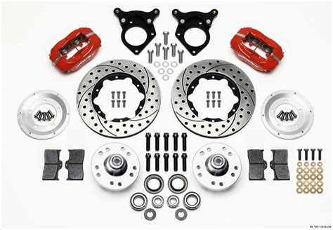 Wilwood Forged Dynalite Front Kit 11 00in Drilled Red 87 93 Mustang 5